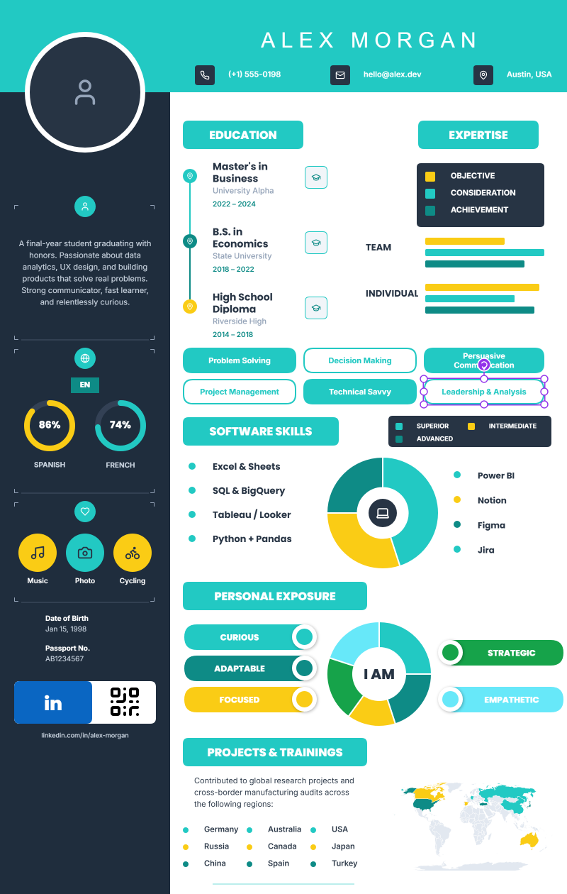 Fresher Infographic Resume template preview