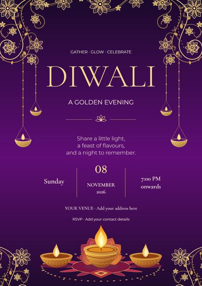 Diwali Golden Evening Invitation